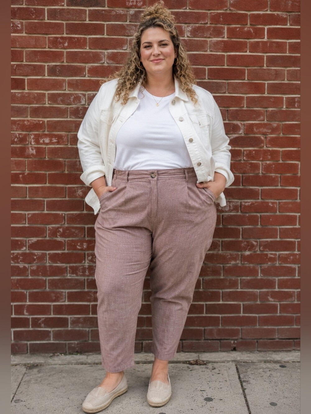 Reitman's NEW Plus-Size 22 PETITE: Cropped Tapered Pants in Dusty Mauve